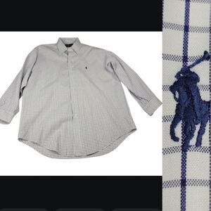 L POLO RALPH LAUREN Hong Kong YARMOUTH Pinpoint LONG SLEEVE shirt 16.5 32 LARGE